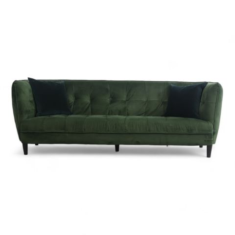 Fri Frakt | Nyrenset | Mørkegrønn Jonna 3-seter sofa i velur
