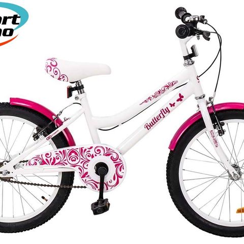 Barnesykkel "Butterfly" 20 tommer - hvit/rosa