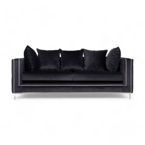 Fri Frakt | Utmerket tilstand | Dallas 3-seter sofa i sort velur fra A-Møbler