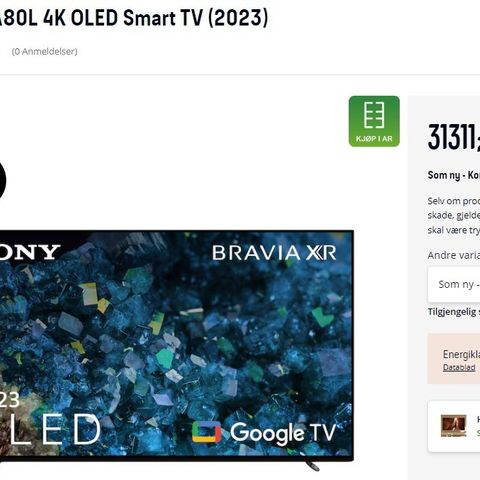 Sony Bravia 65  A80L 4K OLED Smart TV (2023)