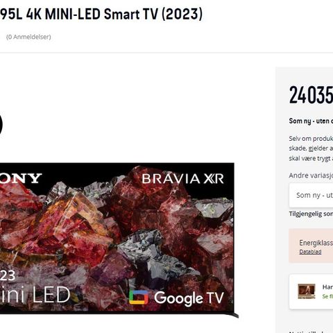 Sony Bravia 65  X95L 4K MINI-LED Smart TV (2023)