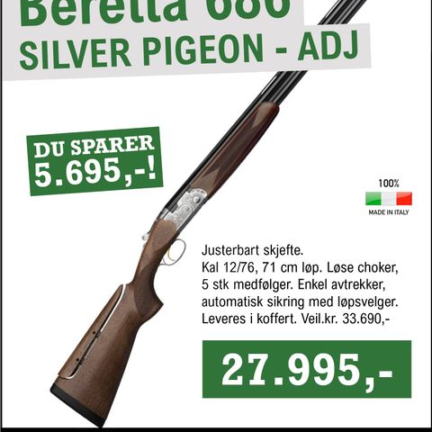 NY BERETTA ? INGEN MATCHER OSS! 686 SILVER PIGEON 1 JUSTERBAR STOKK