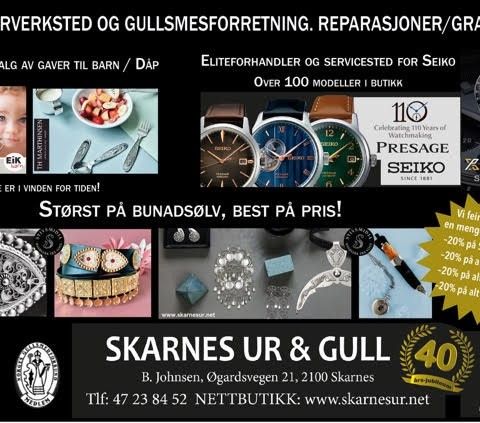 Vi feirer 40årsjubileum med 20% på alle gullsmykker m.m