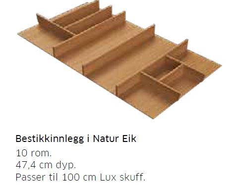 Bestikkinnlegg i natur eik 100 cm