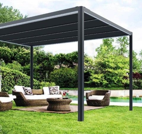 2023 PERGOLA FRITTSTÅENDE 400X300X230CM - MOTORSTYRT MED FJERNKONTROLL, 01.08