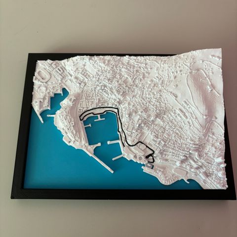 3d Printet Monaco TrackMap Vegg Dekorasjon