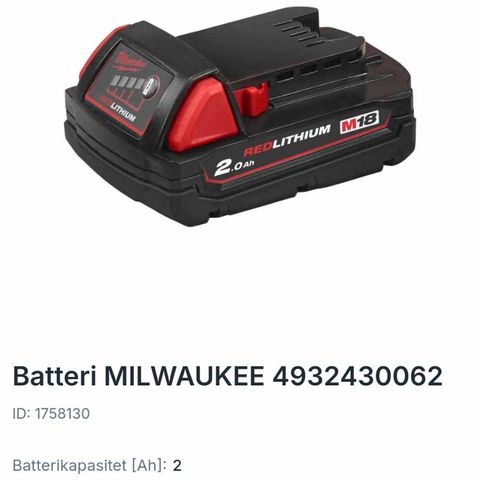 Batteri MILWAUKEE