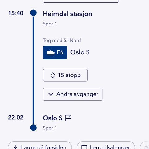 Togbillett: Heimdal (Trondheim) - Oslo 4. aug