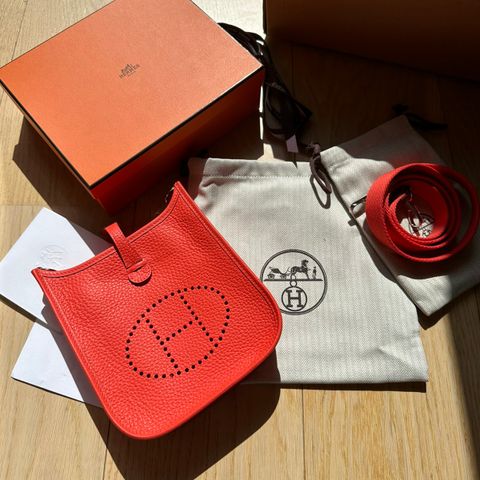 Hermès Mini Evelyne TPM 16 Palladium Hardware Orange Field