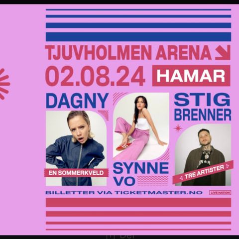 Synne Vo, Dagny og Stig Brenner konsertbilletter selges 02.08 På Hamar