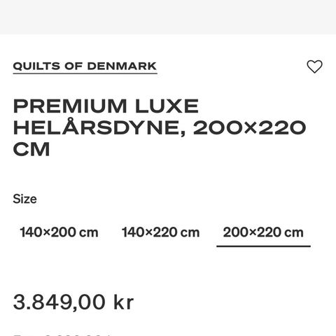 Premium helårsdyne i dun 200x220 cm