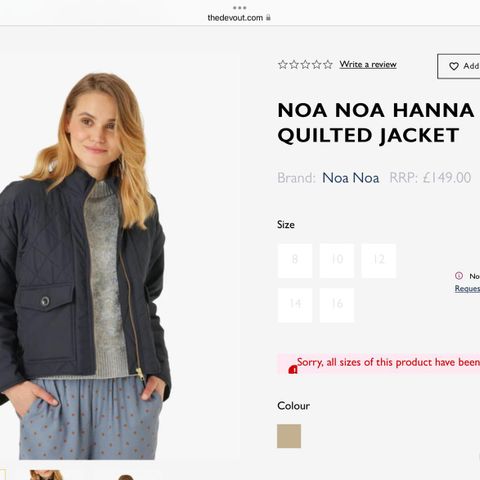 Jakke fra Noa Noa, dark navy. Helt ny med prislapp.