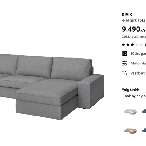 KIVIK sofa med sjeselong