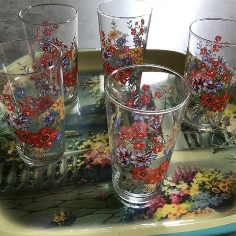 Vintage glass med blomster