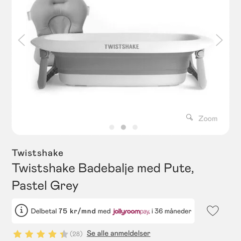 Twistshake badebalje til baby, inkludert pute