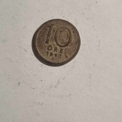 10 öre 1943 Sverige, sølvmynt