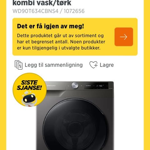 Samsung vask/tørk