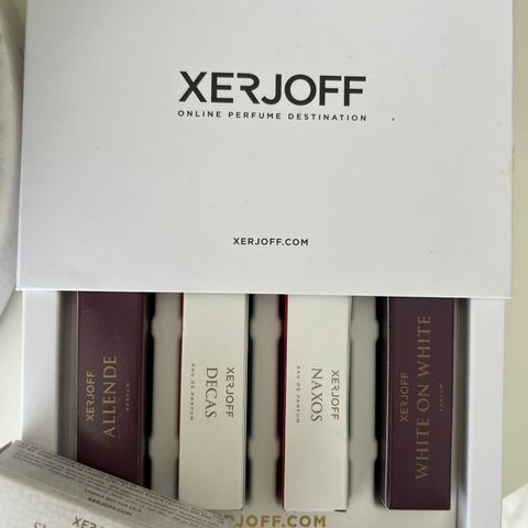 Xerjoff samples Naxos, Decas, Symphonium, White on White