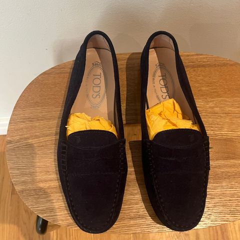 Tods loafers semsket skinn - mørkeblå str. 37