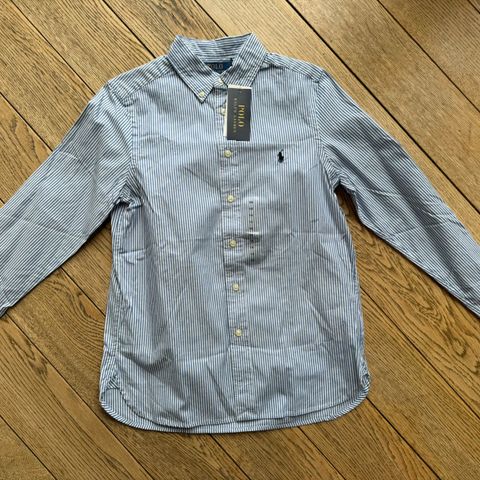 Ny! Ubrukt Polo Ralph Lauren Slim Striped Oxford Shirt str 14 år