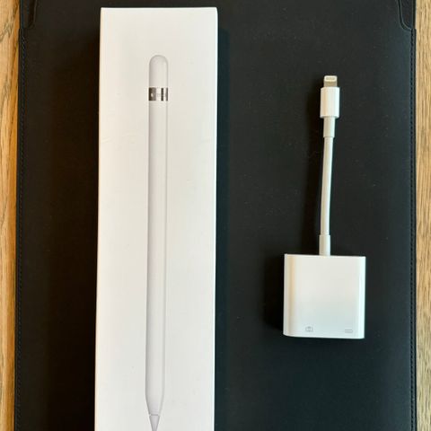 iPad tilbehør (Pencil + sleeve + adapter)