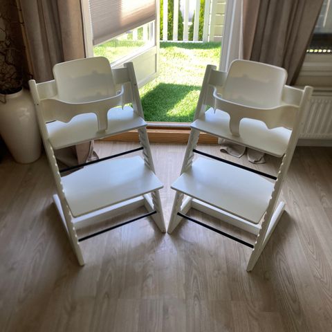 2 stk Stokke Tripp trapp stoler White NY MODELL m/BABYSET