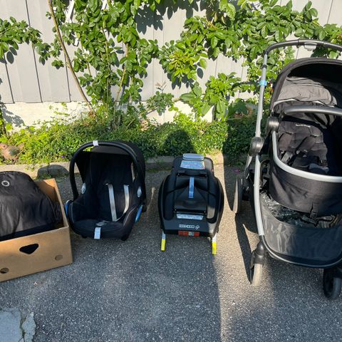 Maxi cosi bilsete med Isofix og vogn