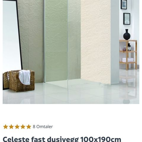 Celeste fast dusjvegg 100 x190