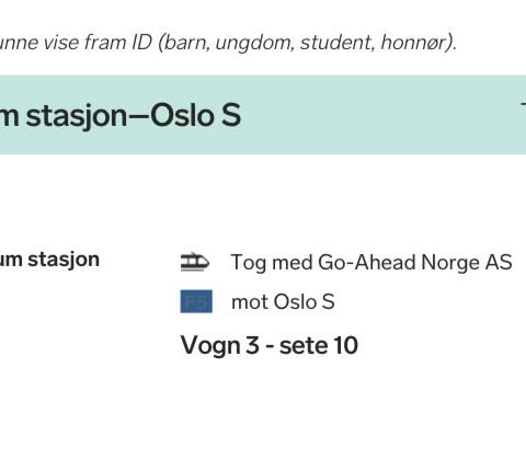 Togbilletter Sandnes-Oslo til Salgs!