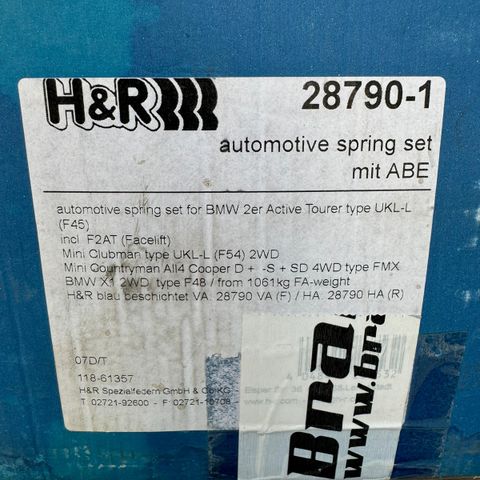 H&R senkefjærer til BMW MINI