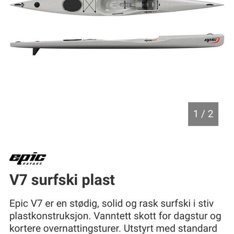 EPIC V7 Surfski kajakk i plast