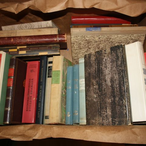 Kasse med div bøker gis bort