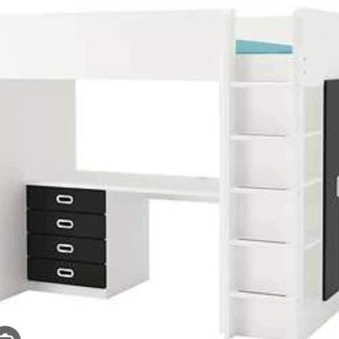 Ikea loftseng + skrivebord + garderobeskap + bokhylle