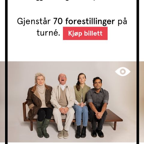 1 billett til Bare Elling, prøveforestilling 27.august, Nydalen.