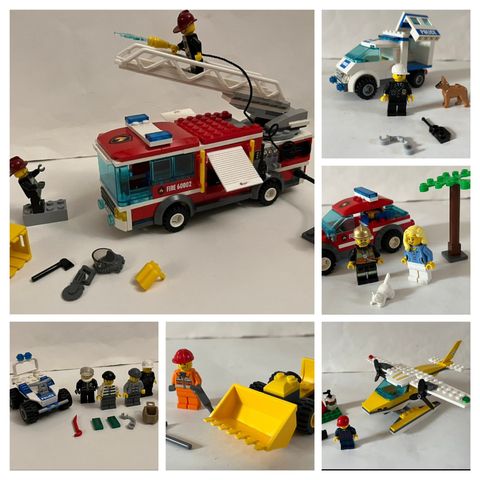 Lego biler, fly og mennesker til Lego by - samlet eller hver for seg