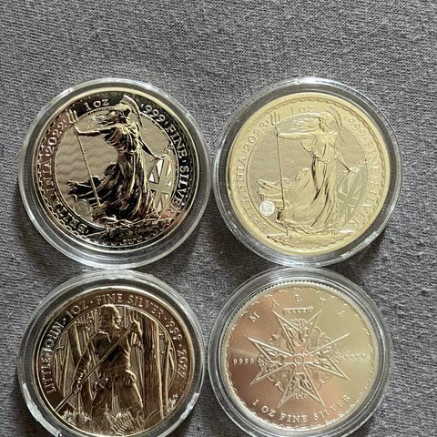 4x 1oz sølvmynter