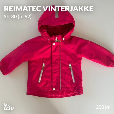 Reima / Reimatec vinterjakke str 80 (stor i str, kan brukes til 2år)