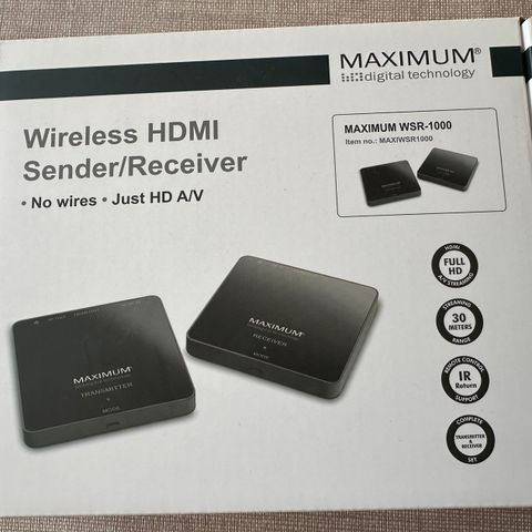 Trådløs HDMI Sender/Mottaker fra Maximum selges.