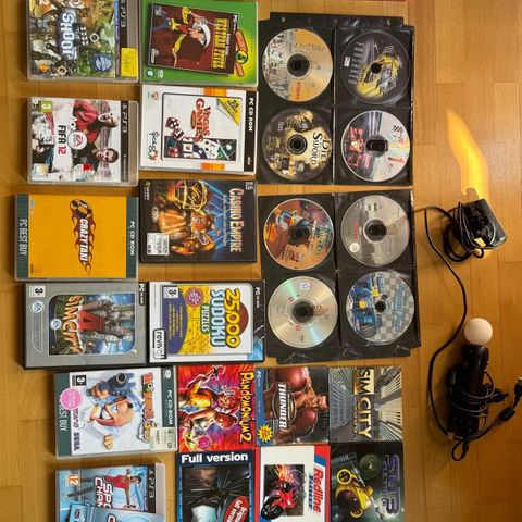 Ps2/3 spill,  bundle med kamera til ps3, og trenings kontroll til ps3