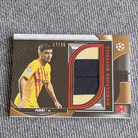 Nummerert 17/25 Pedri Topps Museum Collection 2021/22 momentous material