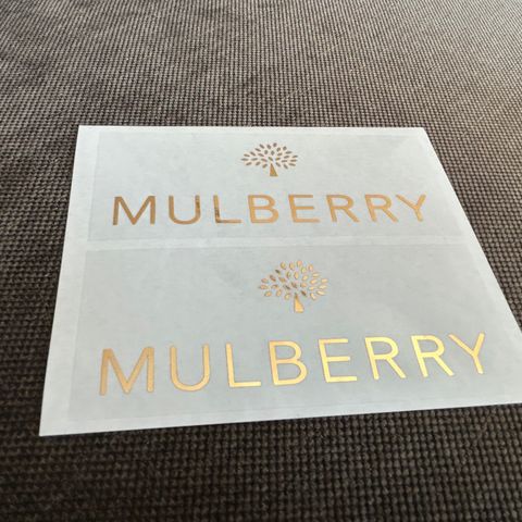 Mulberry klistremerker blank og gull to stykk