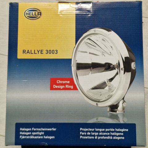 2 STK. Hella Chrome Rallye 3003 NYE fjernlyskastere, monteringsbrankett