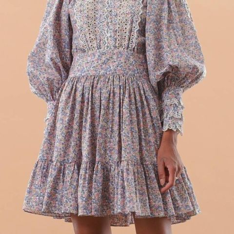 ByTimo Cotton Slub Mini kjole, Blue garden