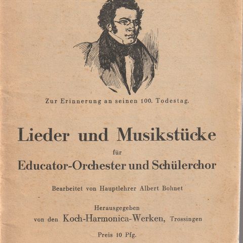 Franz Schubert Lieder und Musikstücke april 1928 , heftet med stifter