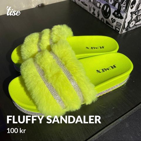 Neon fluffy sandaler
