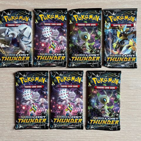 Lost Thunder booster packs/art set til salgs