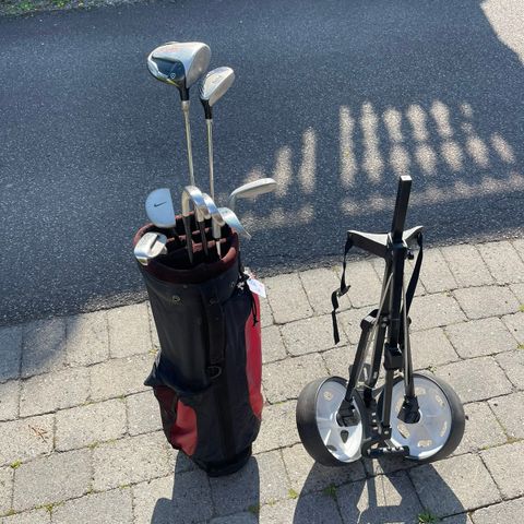 Komplett golfsett junior med justerbar tralle