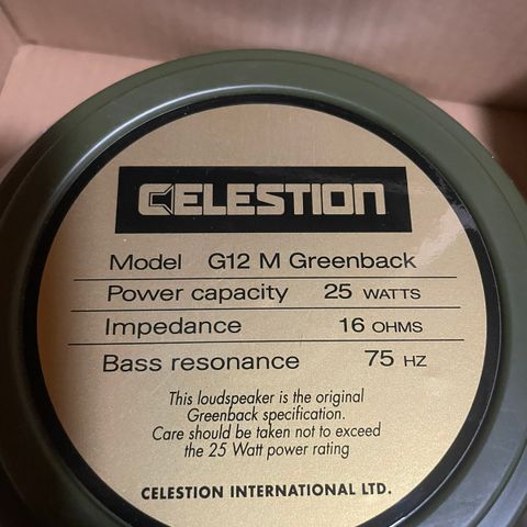 Celestion G12 M  75, Greenback 16 Ohm