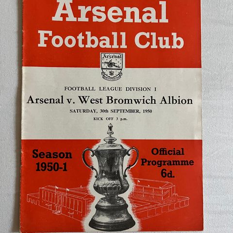 Program  Arsenal - West Bromwich 1950