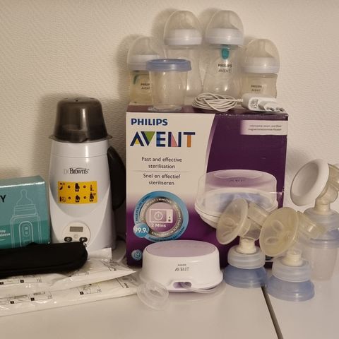 Avent elektrisk brystpumpe, Sterilisator, Dr. Browns flaskevarmer